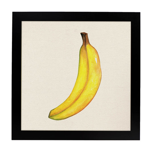 Poster cuadrado de Sabor canario. Lámina de frutas y verduras de forma cuadrada, ilustrada con dibujos a color.-Artwork-Nacnic-20x20 cm-Marco Negro-Nacnic Estudio SL