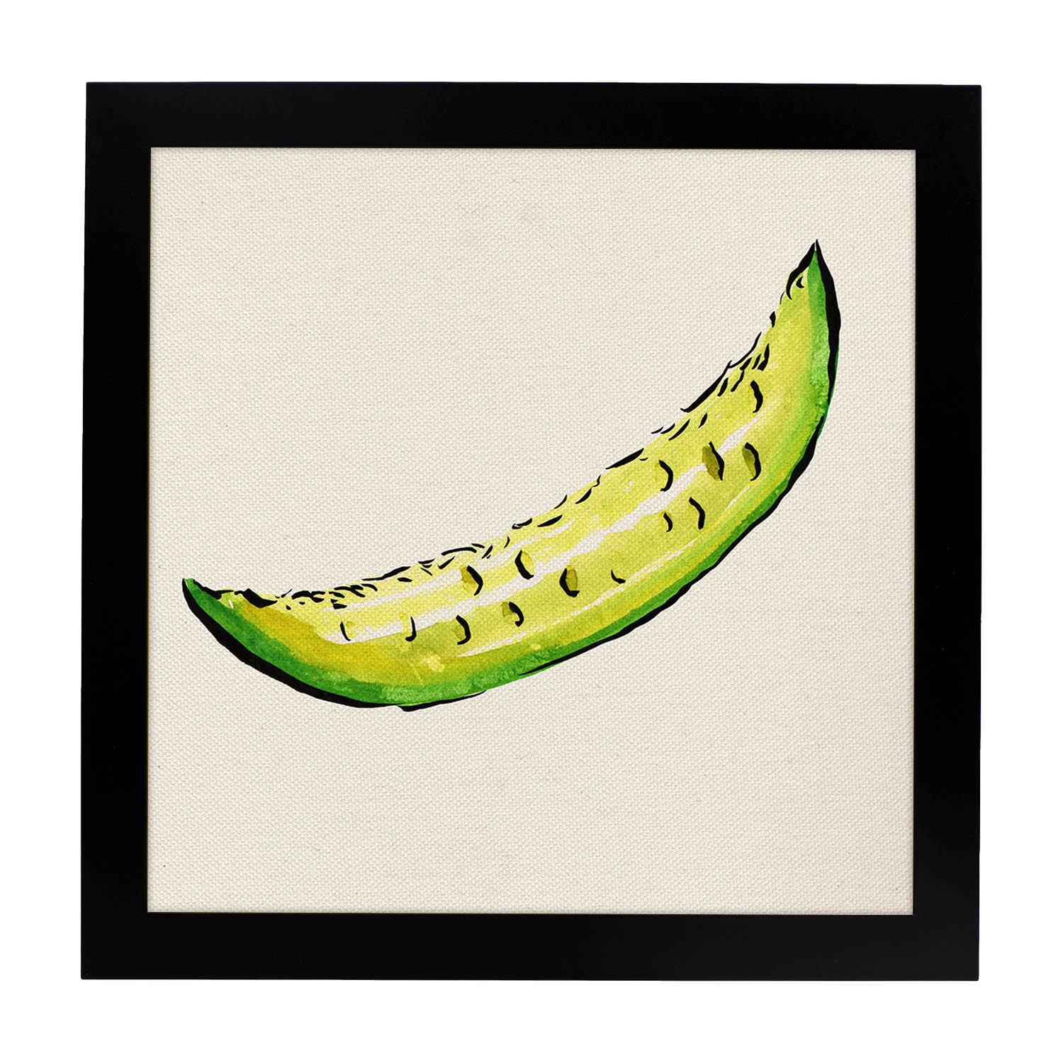 Poster cuadrado de Sabor de verano. Lámina de frutas y verduras de forma cuadrada, ilustrada con dibujos a color.-Artwork-Nacnic-20x20 cm-Marco Negro-Nacnic Estudio SL