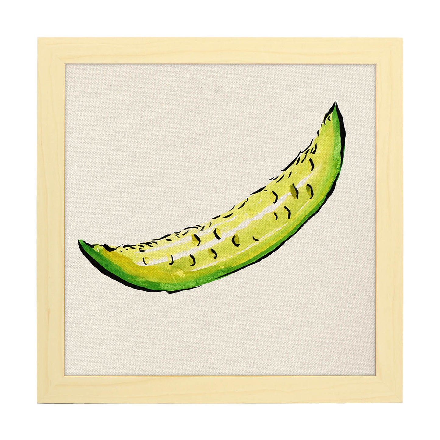 Poster cuadrado de Sabor de verano. Lámina de frutas y verduras de forma cuadrada, ilustrada con dibujos a color.-Artwork-Nacnic-20x20 cm-Marco Madera clara-Nacnic Estudio SL