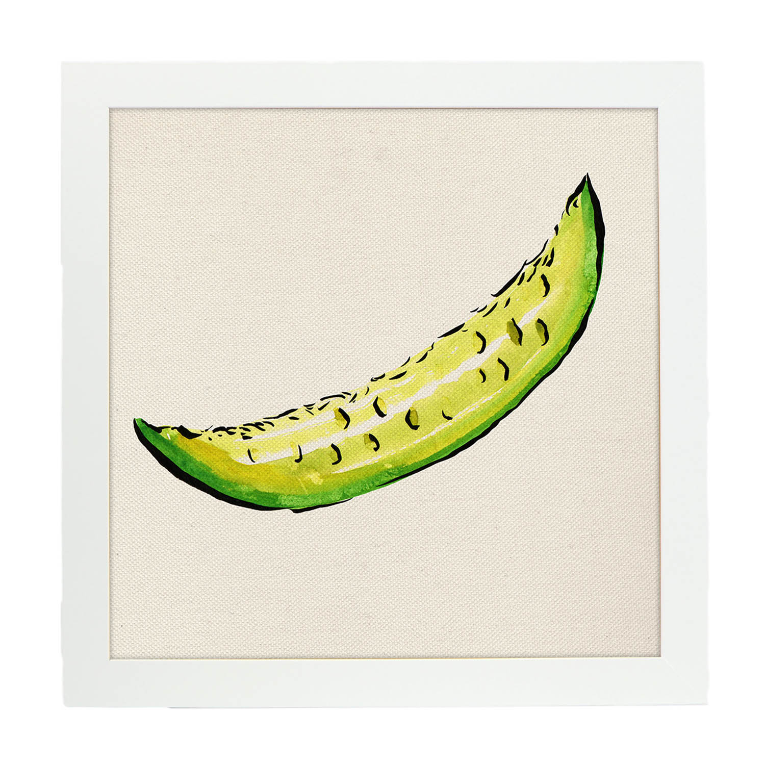 Poster cuadrado de Sabor de verano. Lámina de frutas y verduras de forma cuadrada, ilustrada con dibujos a color.-Artwork-Nacnic-20x20 cm-Marco Blanco-Nacnic Estudio SL