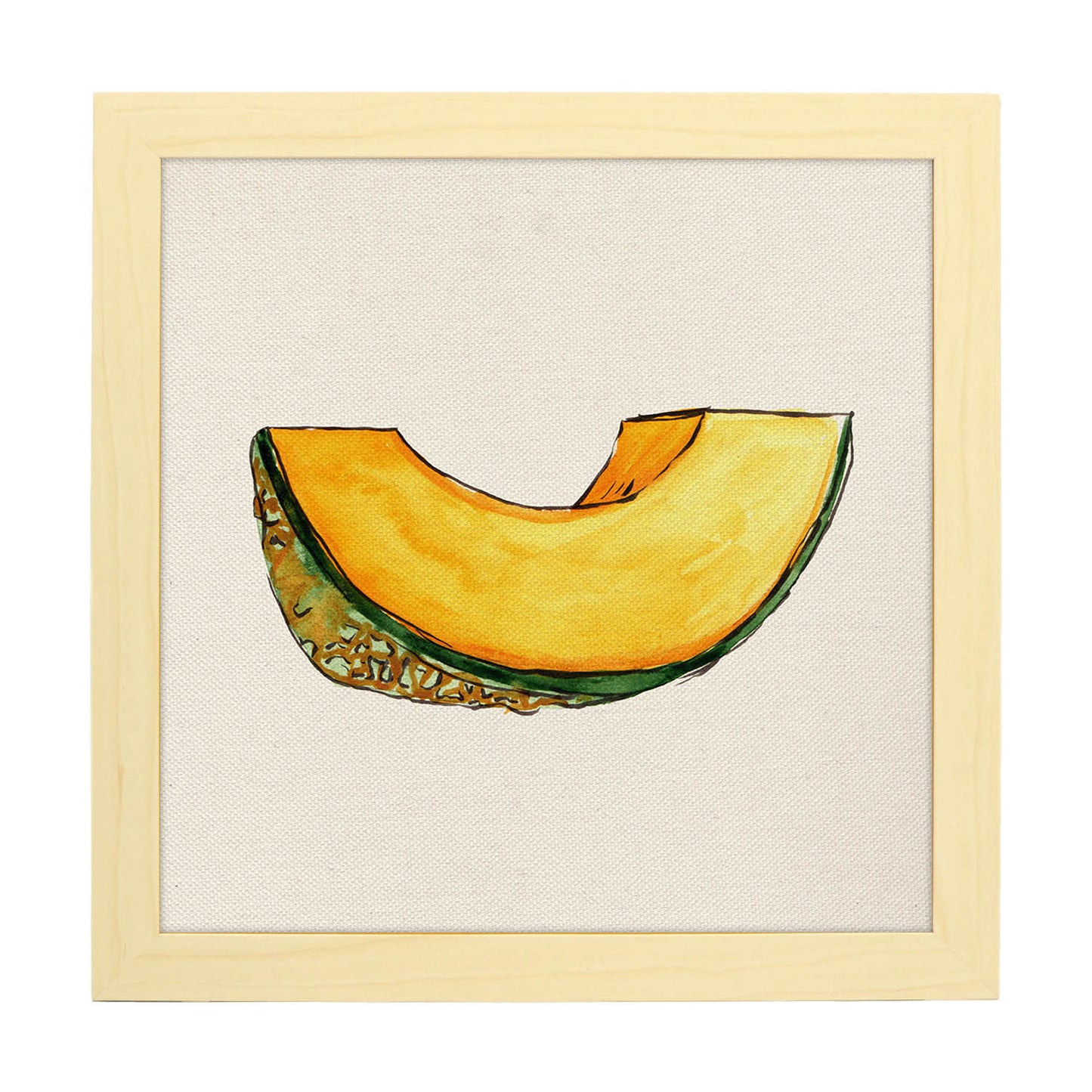 Poster cuadrado de Sabor natural. Lámina de frutas y verduras de forma cuadrada, ilustrada con dibujos a color.-Artwork-Nacnic-20x20 cm-Marco Madera clara-Nacnic Estudio SL