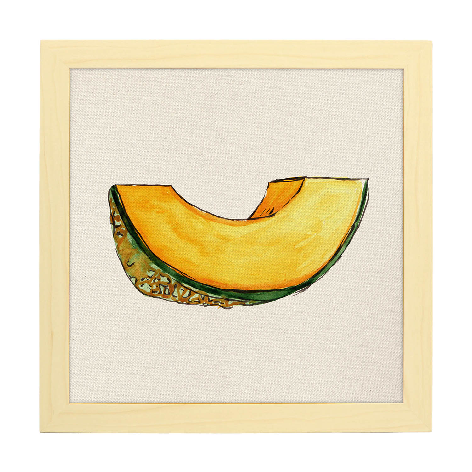 Poster cuadrado de Sabor natural. Lámina de frutas y verduras de forma cuadrada, ilustrada con dibujos a color.-Artwork-Nacnic-20x20 cm-Marco Madera clara-Nacnic Estudio SL