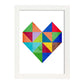 Poster con dibújo de geometría colorida. Lámina Corazón 2, ilustrada con con formas y figuras llenas de color.-Artwork-Nacnic-A4-Marco Blanco-Nacnic Estudio SL