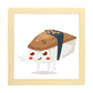 Poster cuadrado de sushi. Lámina Sushi atun, con dibujos de sushi, onigiri, y otras comidas japonesas.-Artwork-Nacnic-20x20 cm-Marco Madera clara-Nacnic Estudio SL