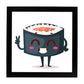 Poster cuadrado de sushi. Lámina Sushi salmon in, con dibujos de sushi, onigiri, y otras comidas japonesas.-Artwork-Nacnic-25x25 cm-Marco Negro-Nacnic Estudio SL