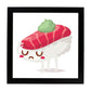 Poster cuadrado de sushi. Lámina Sushi wasabi, con dibujos de sushi, onigiri, y otras comidas japonesas.-Artwork-Nacnic-20x20 cm-Marco Negro-Nacnic Estudio SL