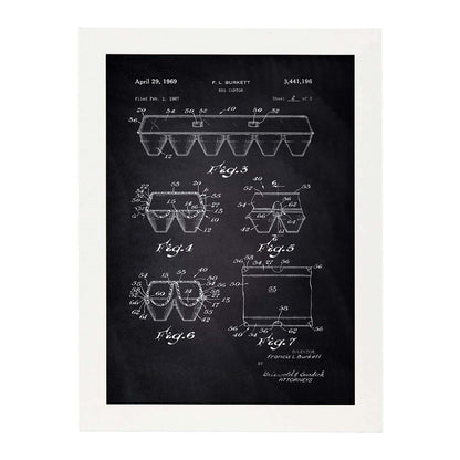Poster con patente de Caja de huevos 2. Lámina con diseño de patente antigua-Artwork-Nacnic-A4-Marco Blanco-Nacnic Estudio SL