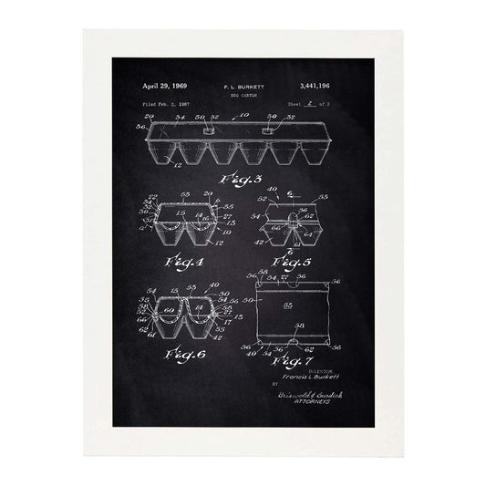 Poster con patente de Caja de huevos 2. Lámina con diseño de patente antigua-Artwork-Nacnic-A4-Marco Blanco-Nacnic Estudio SL