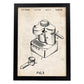Poster con patente de Maquina de cafe pequeña. Lámina con diseño de patente antigua.-Artwork-Nacnic-A4-Marco Negro-Nacnic Estudio SL