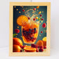 Set de 2 Cuadros de Colores con Té de Frutas Refrescantes Ilustración impresa en estilo Fotográfico para decorar las paredes de Cocina, Despensa, Comedor, Restaurante