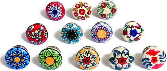 Nacnic Conjunto de 10 asas de cerámica con diseños florales pintado a mano. Tiradores de mano para armarios, cajones y cómodos. Asas clásicas de 40 mm de diámetro.