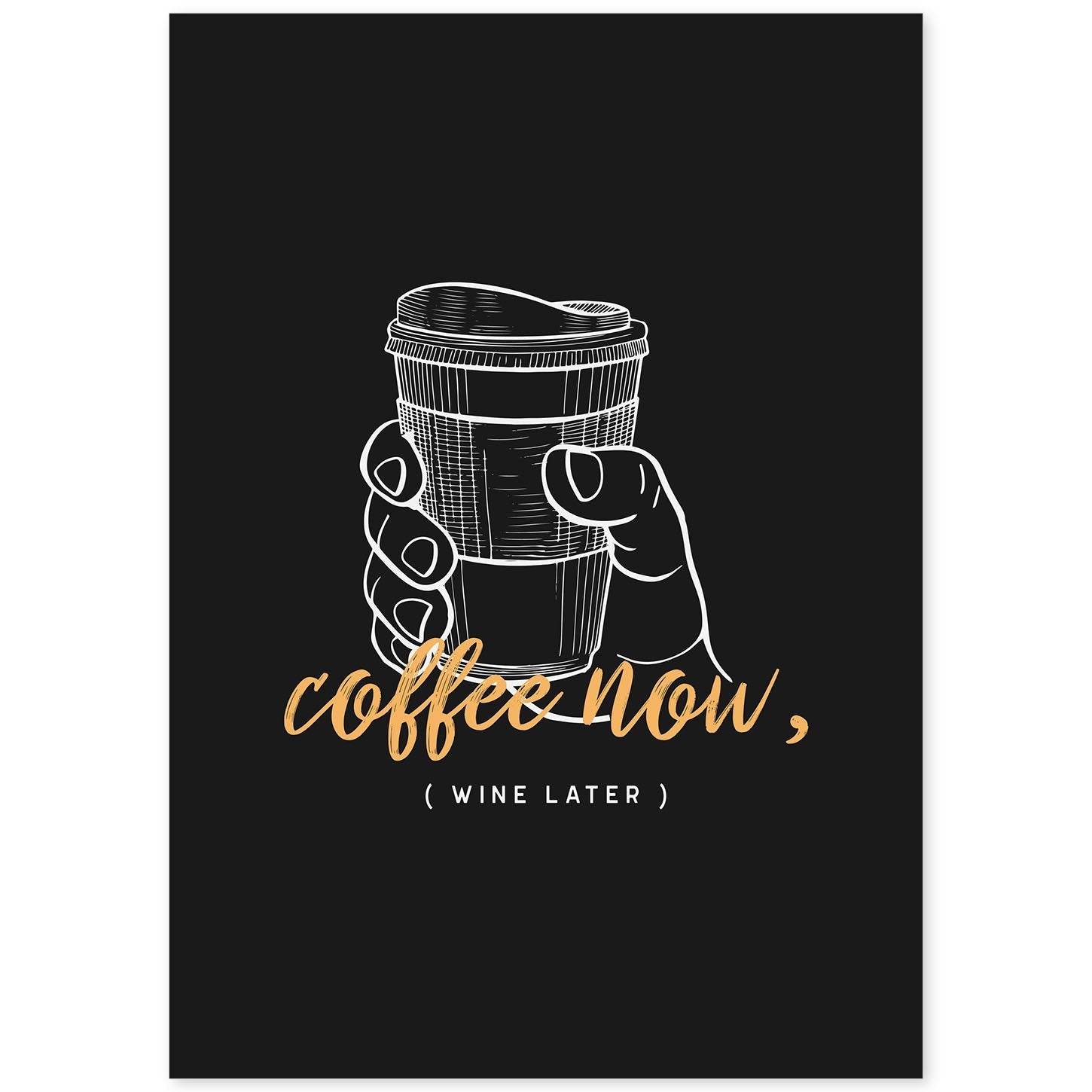 Set de láminas Café ahora, vino luego. Pósters para cafeterías, restaurantes y amantes del café.-Artwork-Nacnic-A4-Sin marco-Nacnic Estudio SL