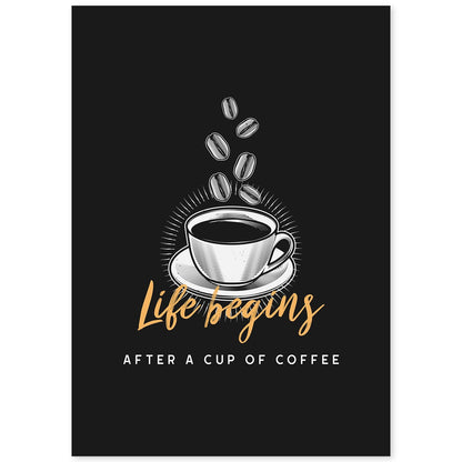 Set de láminas La vida empieza después de un café. Pósters para cafeterías, restaurantes y amantes del café.-Artwork-Nacnic-A4-Sin marco-Nacnic Estudio SL