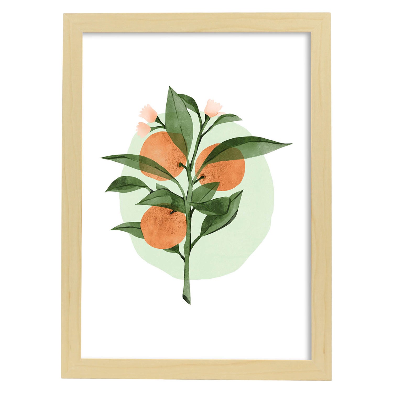 Lámina Botánica acuarela 7. Pósters con ilustraciones de plantas y flores en estilo acuarela.-Artwork-Nacnic-A3-Marco Madera clara-Nacnic Estudio SL