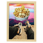 Lamina artistica decorativa con ilustración de Palomitas de maíz estilo Collage-Artwork-Nacnic-A4-Marco Madera clara-Nacnic Estudio SL