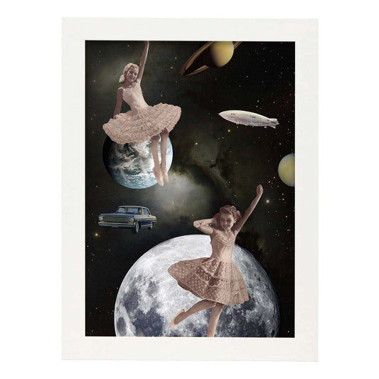 Lamina artistica decorativa con ilustración de Collage surrealista 41 estilo Collage-Artwork-Nacnic-A4-Marco Blanco-Nacnic Estudio SL
