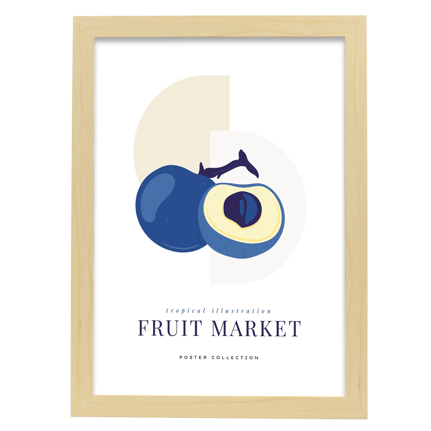 Blue Peach-Artwork-Nacnic-A3-Marco Madera clara-Nacnic Estudio SL