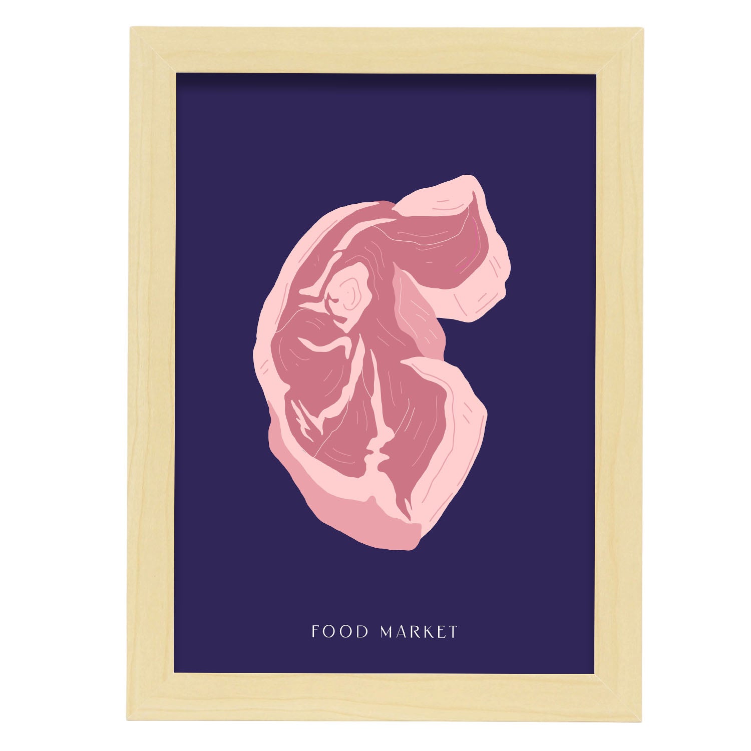 Raw Steak Meat-Artwork-Nacnic-A4-Marco Madera clara-Nacnic Estudio SL