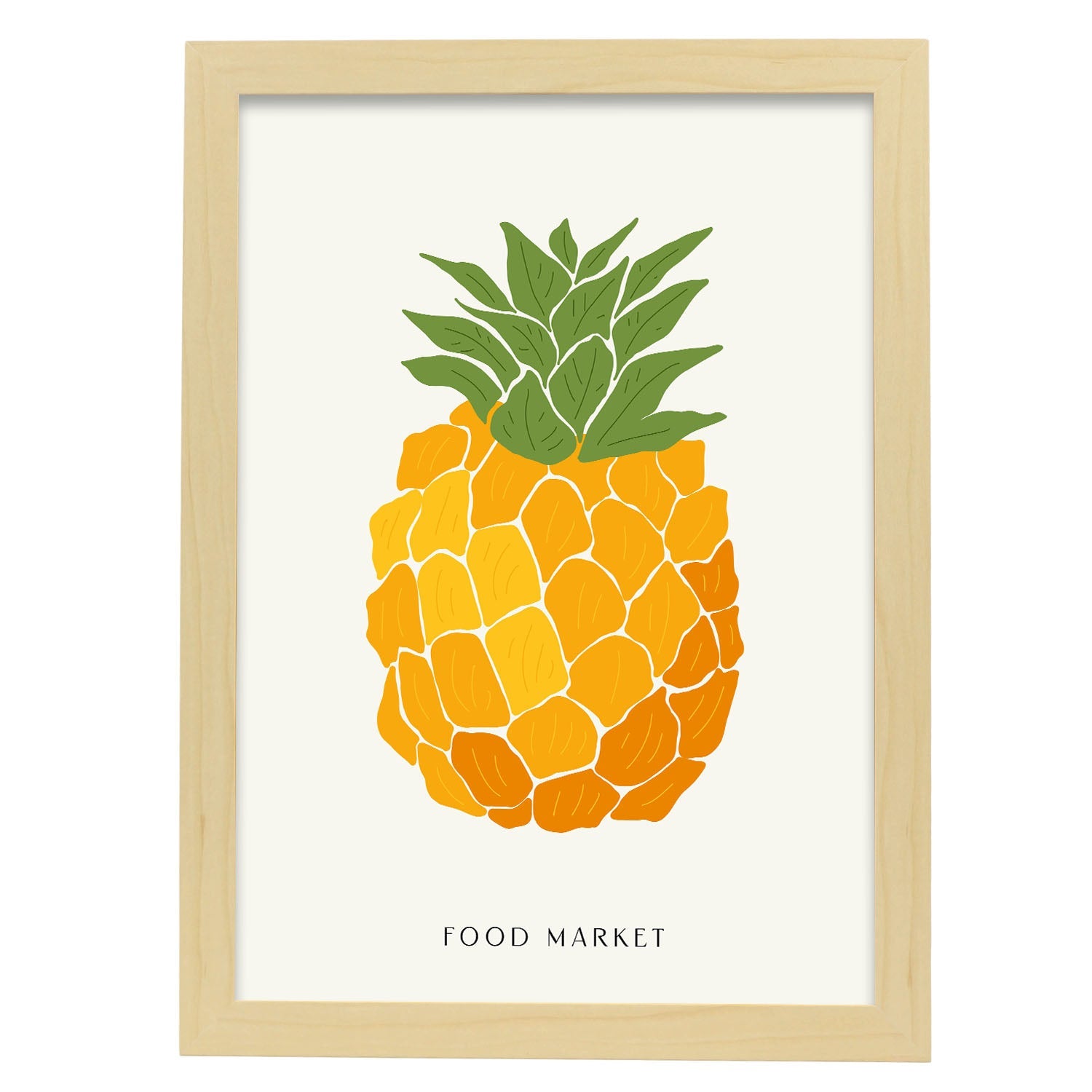 Pineapple-Artwork-Nacnic-A3-Marco Madera clara-Nacnic Estudio SL