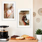 Set de 2 Cuadros Desayuno Croissant Café Ilustración impresa en estilo Fotográfico para decorar las paredes de Cocina, Panadería, Despensa, Comedor, Restaurante, Cafetería