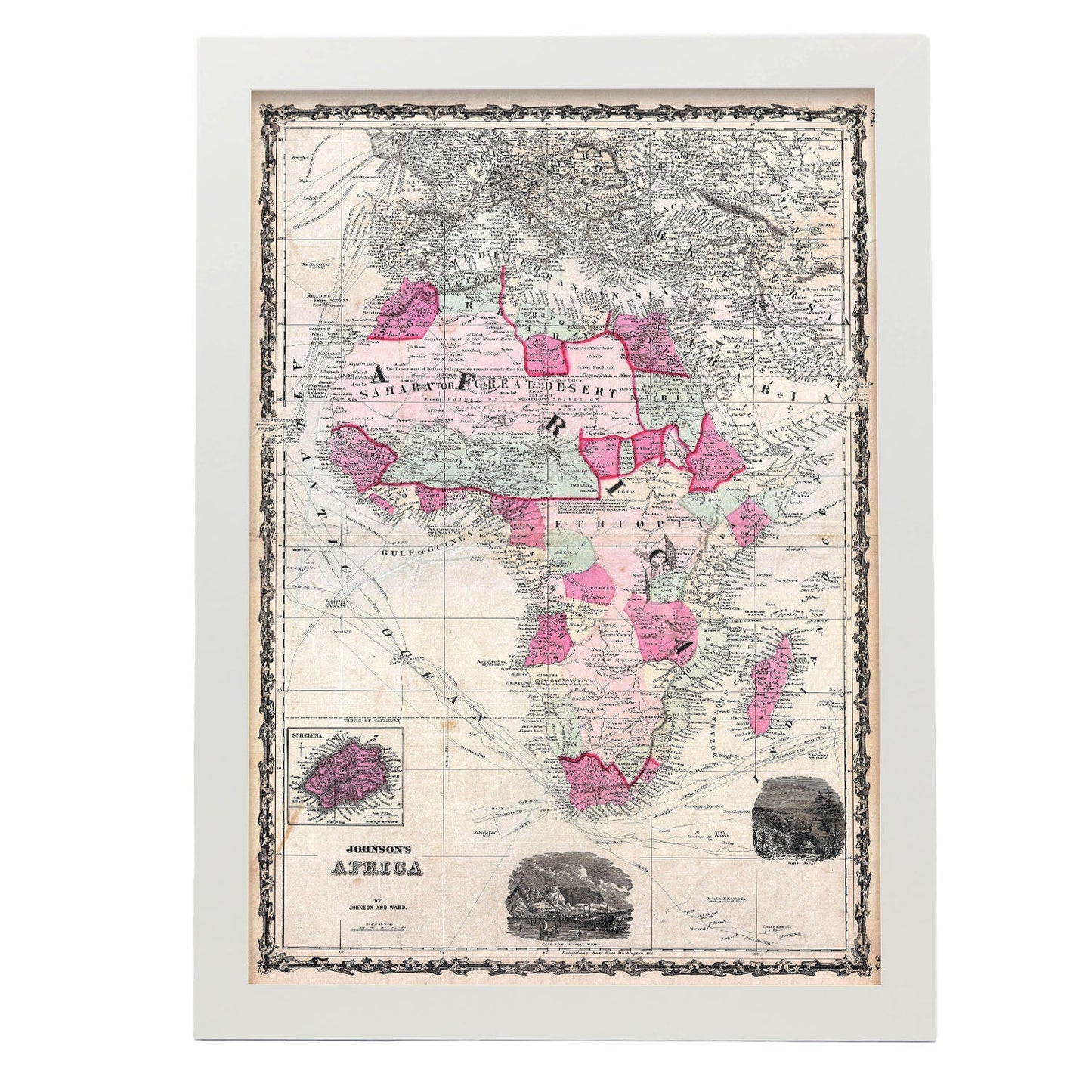 1862 Johnson Map of Africa Geographicus Afria johnson 1862-Artwork-Nacnic-A3-Marco Blanco-Nacnic Estudio SL