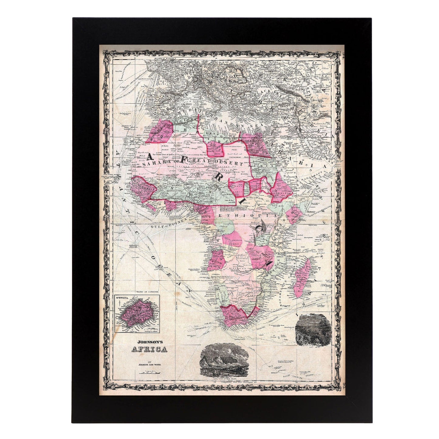 1862 Johnson Map of Africa Geographicus Afria johnson 1862-Artwork-Nacnic-A4-Sin marco-Nacnic Estudio SL