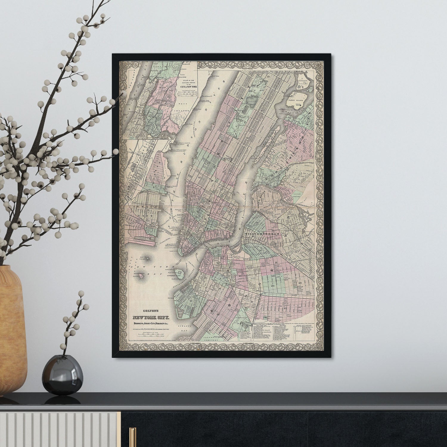 1865 Colton Map of New York City Manhattan Brooklyn Long Island City Geographicus NewYorkCity colton 1866-Artwork-Nacnic-Nacnic Estudio SL