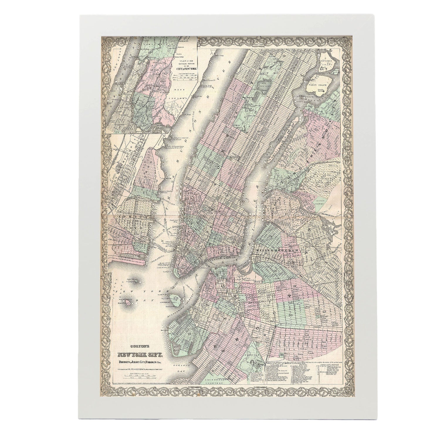 1865 Colton Map of New York City Manhattan Brooklyn Long Island City Geographicus NewYorkCity colton 1866-Artwork-Nacnic-A3-Marco Blanco-Nacnic Estudio SL