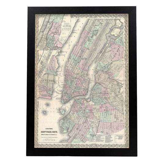1865 Colton Map of New York City Manhattan Brooklyn Long Island City Geographicus NewYorkCity colton 1866-Artwork-Nacnic-A3-Sin marco-Nacnic Estudio SL