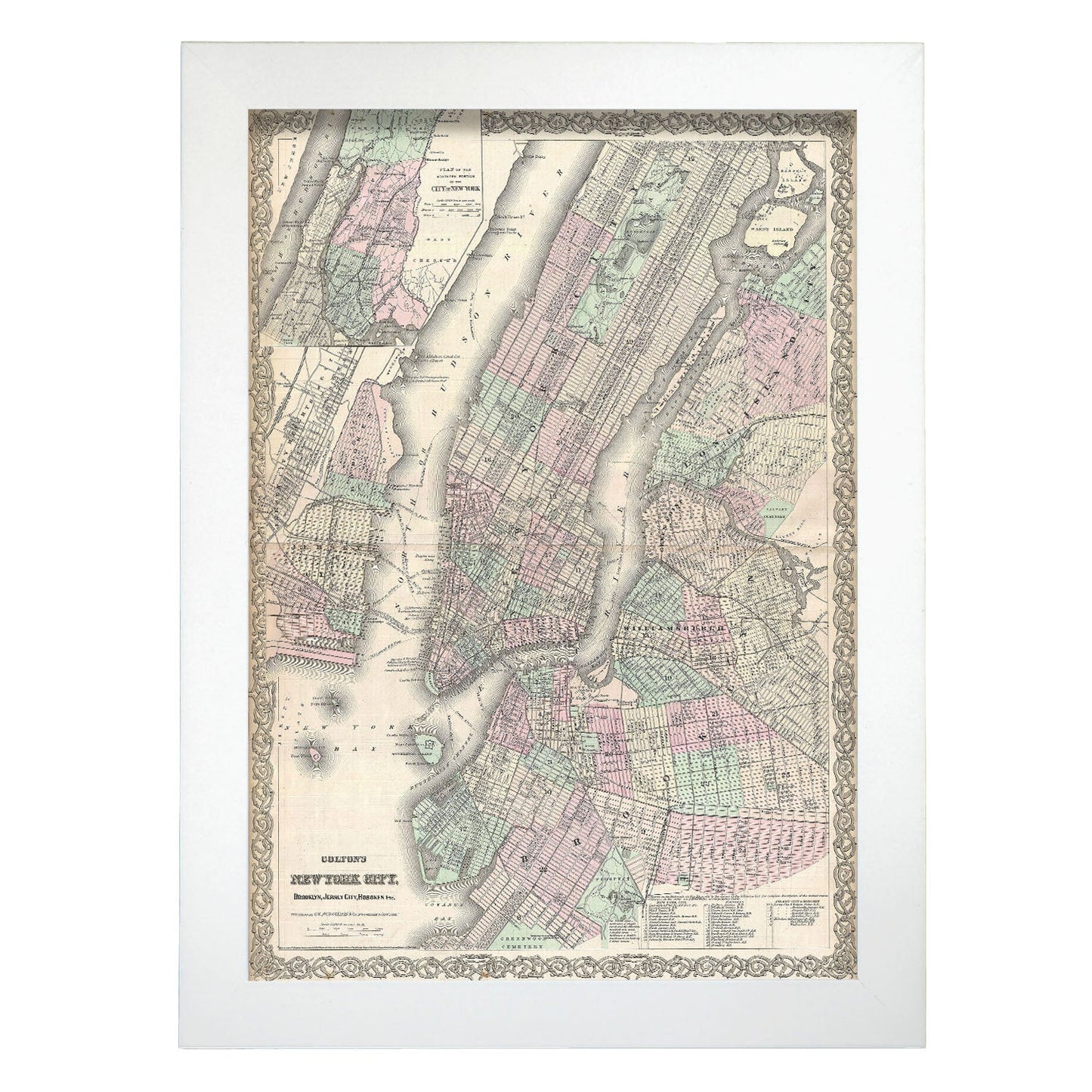 1865 Colton Map of New York City Manhattan Brooklyn Long Island City Geographicus NewYorkCity colton 1866-Artwork-Nacnic-A4-Marco Blanco-Nacnic Estudio SL