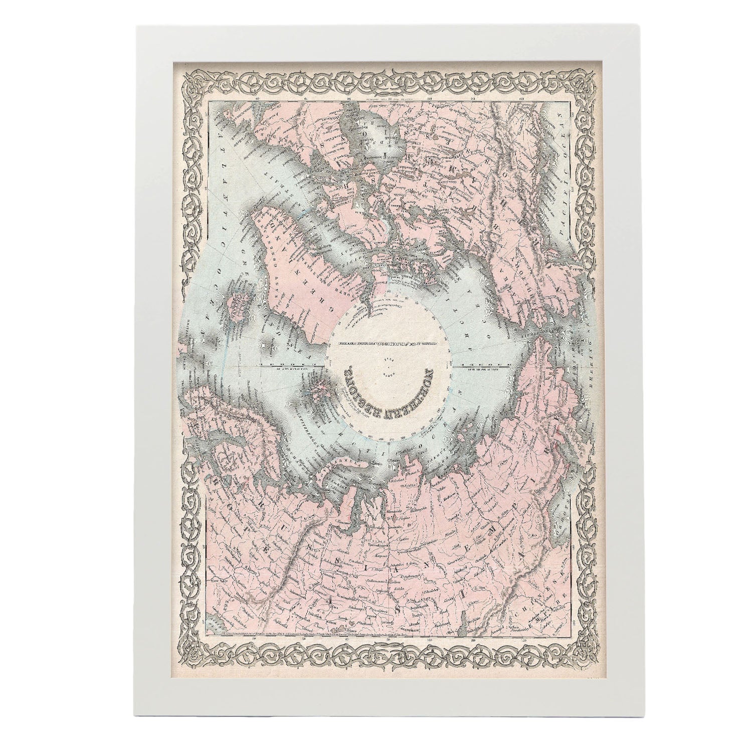 1872_Colton_Map_of_the_North_Pole_or_Arctic_-1855-Artwork-Nacnic-A3-Marco Blanco-Nacnic Estudio SL
