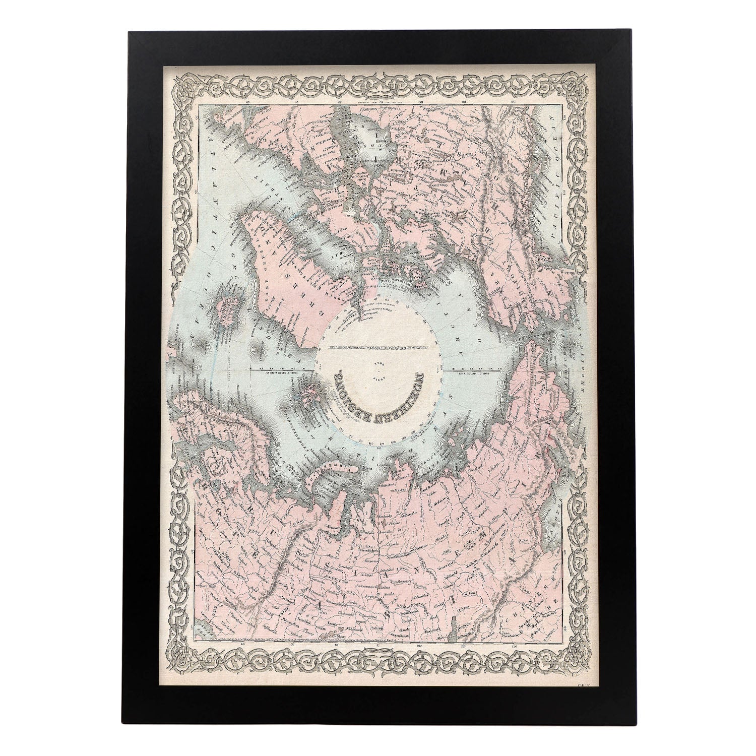 1872_Colton_Map_of_the_North_Pole_or_Arctic_-1855-Artwork-Nacnic-A3-Sin marco-Nacnic Estudio SL