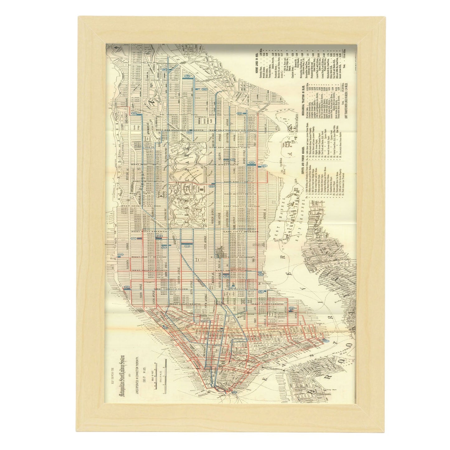 1899 Manhattan street railways-Artwork-Nacnic-A4-Marco Madera clara-Nacnic Estudio SL