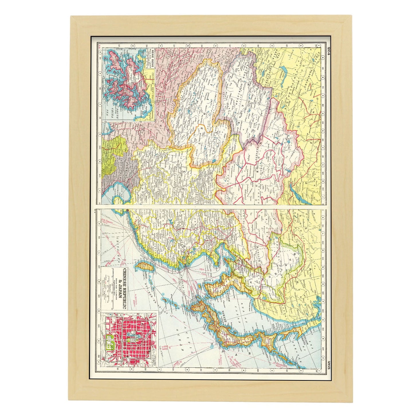 1920 map of the Chinese Republic Japan 2-Artwork-Nacnic-A3-Marco Madera clara-Nacnic Estudio SL
