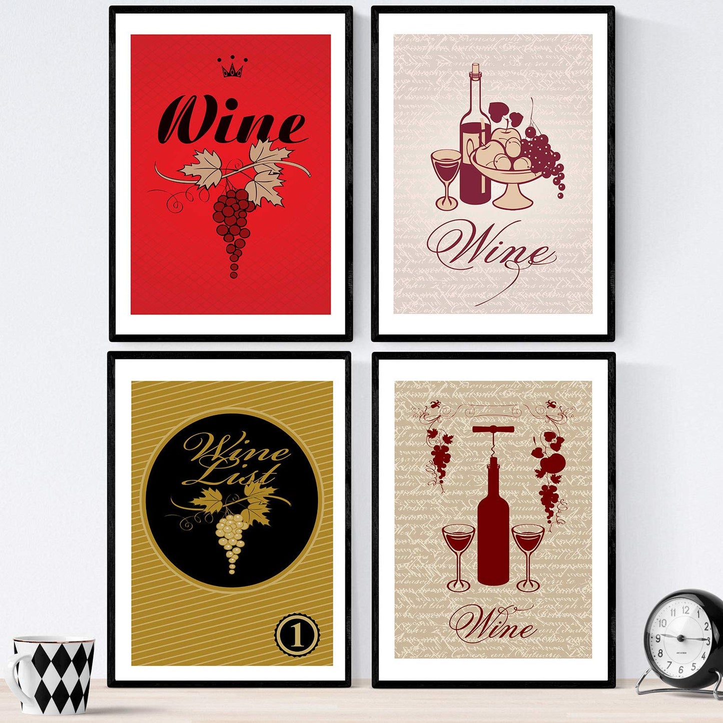 Set de láminas de vino. Posters de vino y bodega. Vino vintage 1.-Artwork-Nacnic-Nacnic Estudio SL