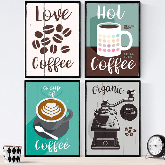 Set de láminas de café. Posters de tipos de café. Café colorido 1.-Artwork-Nacnic-Nacnic Estudio SL