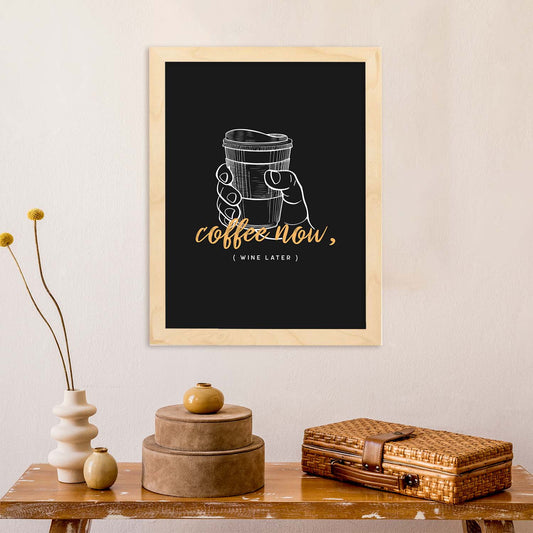 Set de láminas Café ahora, vino luego. Pósters para cafeterías, restaurantes y amantes del café.-Artwork-Nacnic-Nacnic Estudio SL