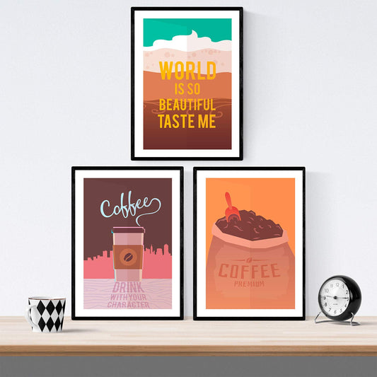 Set de láminas de café. Posters de tipos de café. Café retro 1.-Artwork-Nacnic-Nacnic Estudio SL