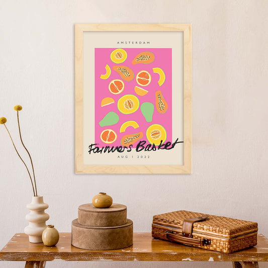 Lamina artistica decorativa con ilustración de Cesta de agricultores Amsterdam-Artwork-Nacnic-Nacnic Estudio SL
