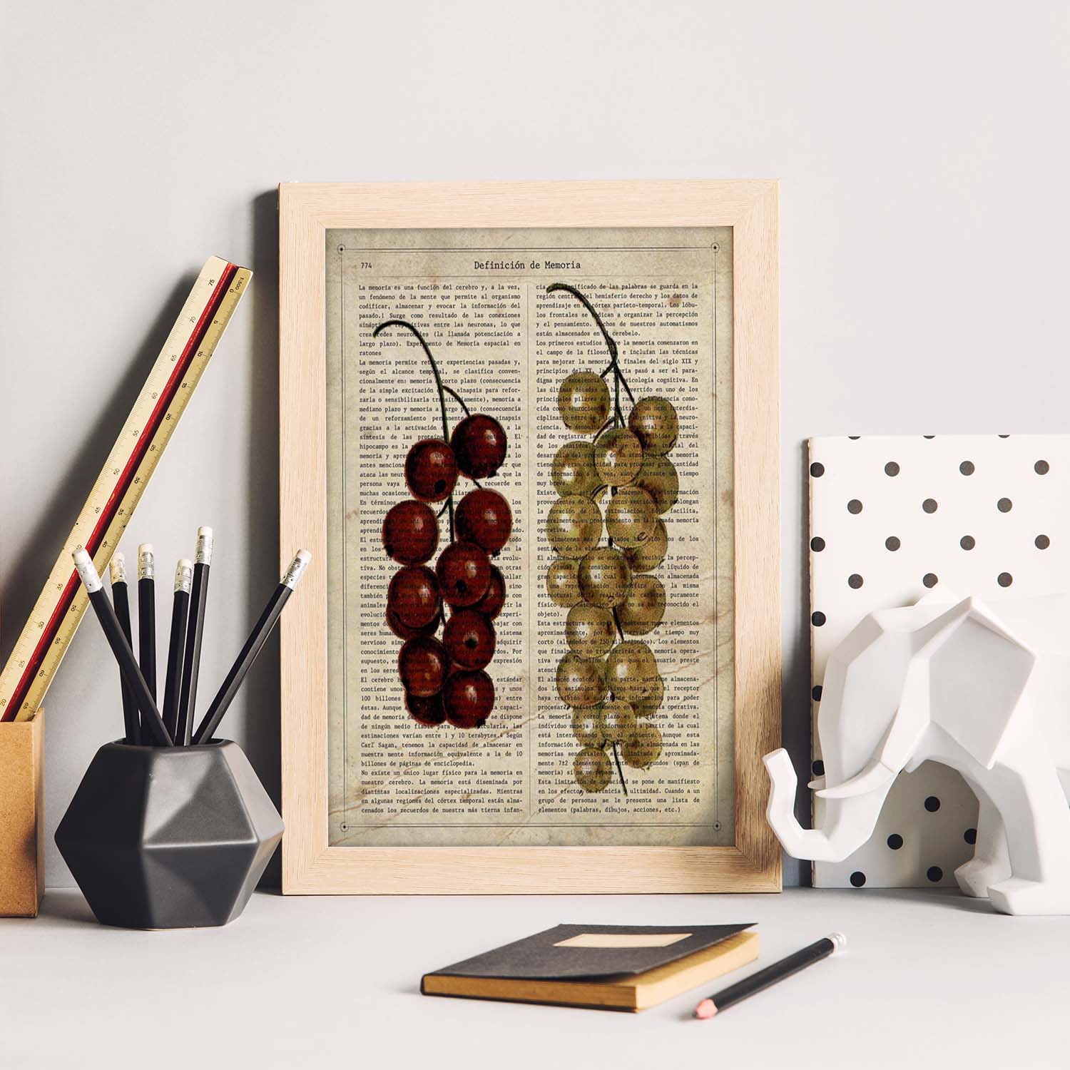 Poster de Uvas. Láminas de frutas y verduras con definiciones. Ilustraciones de alimentacion vegetariana.-Artwork-Nacnic-Nacnic Estudio SL