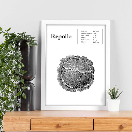 Poster de Repollo. Láminas de frutas y verduras.-Artwork-Nacnic-Nacnic Estudio SL