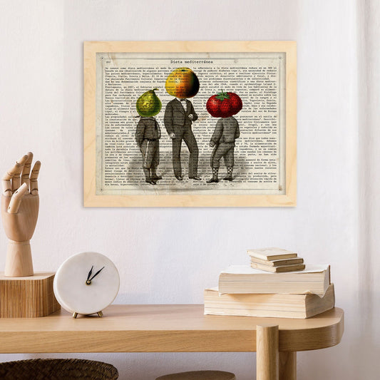 Poster de verduras humanas. Lámina Padre e hijos. Cuadros de humanos con cabezas de verdura.-Artwork-Nacnic-Nacnic Estudio SL