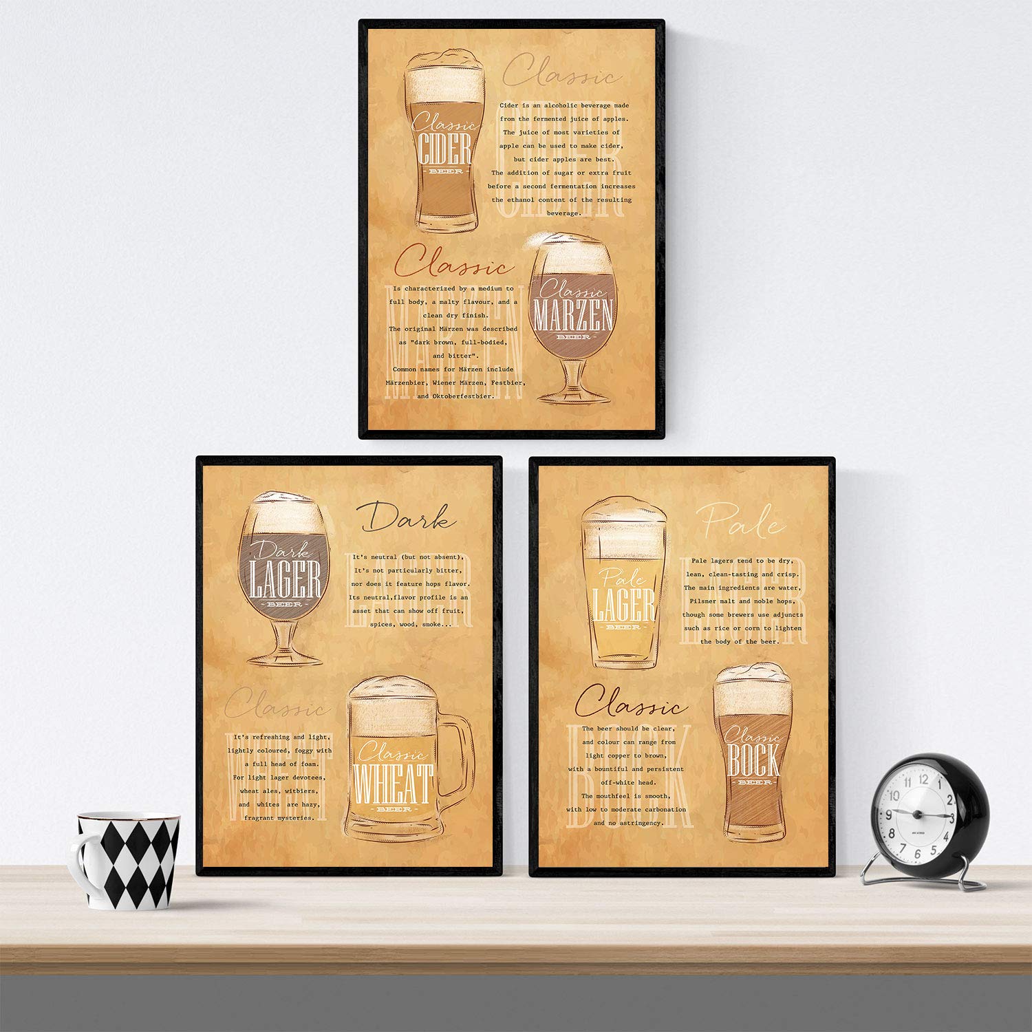 Pack de posters de cervezas y chupitos. Láminas de Cervezas vintage. Posters de alcohol y bebidas para bares.-Artwork-Nacnic-Nacnic Estudio SL