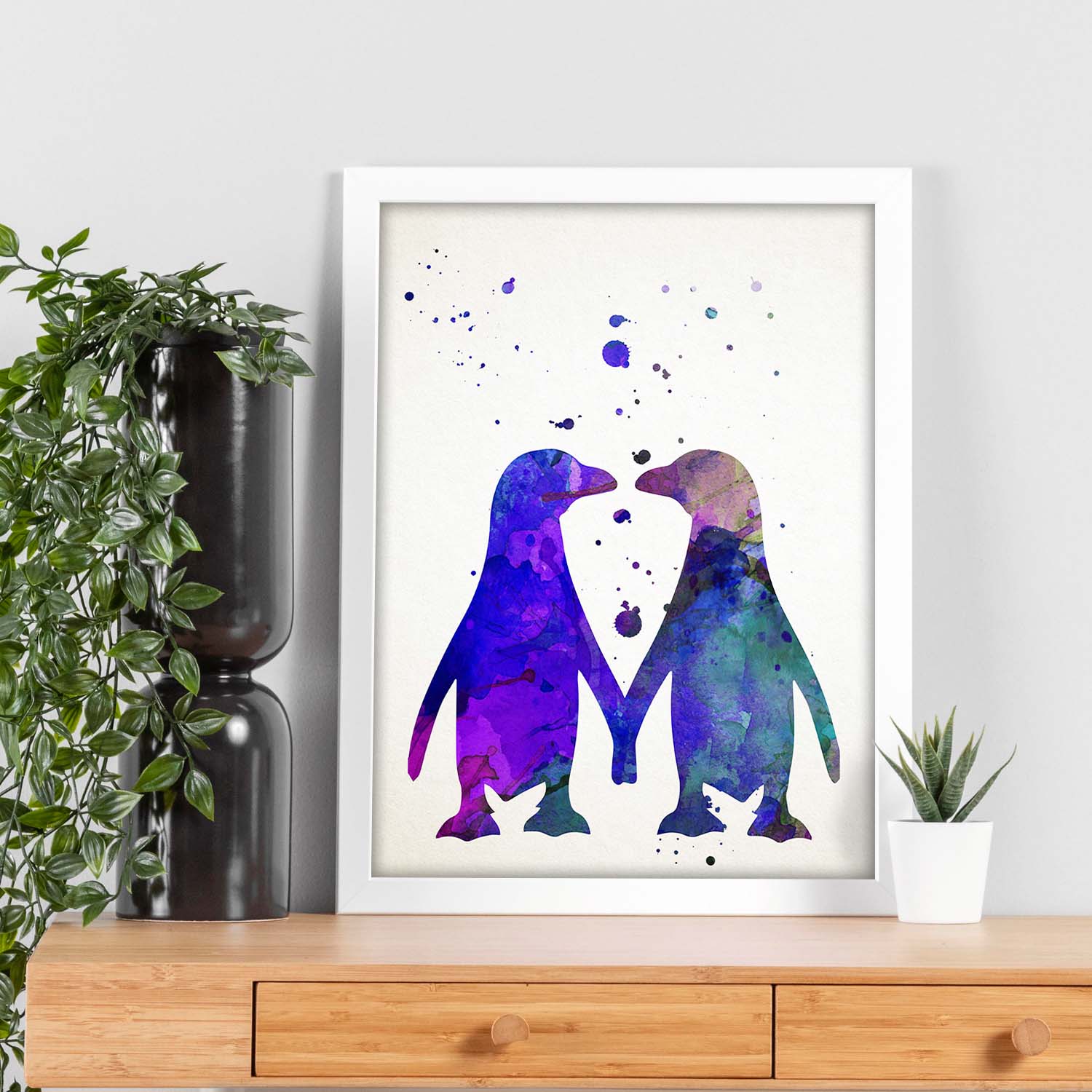 Poster de Pingüino estilo acuarela. Láminas de animales con estilo acuarela-Artwork-Nacnic-Nacnic Estudio SL