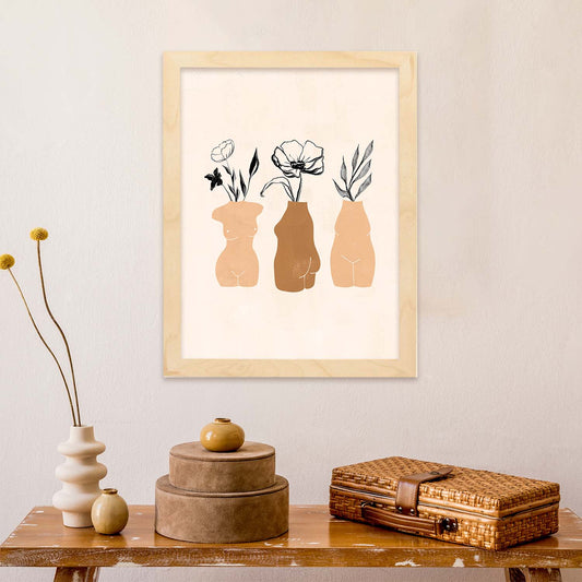 Poster de imágenes abstractas de plantas. Dibujos en tonos claros y tierras. 'Acuarela 12'.-Artwork-Nacnic-Nacnic Estudio SL