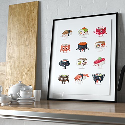 Lámina para enmarcar "SUSHI". Imagen de diferentes tipos de shusi en su versión más divertida.-Artwork-Nacnic-Nacnic Estudio SL