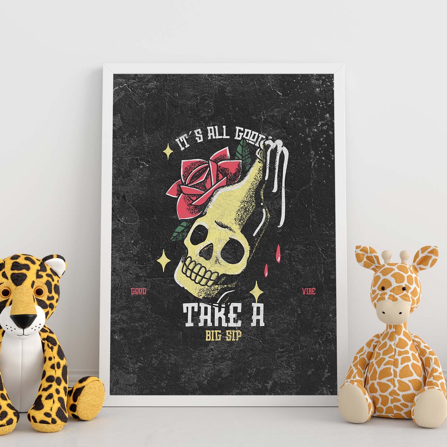 Lámina Dale un trago. Pósters con modernos diseños estilo tatuaje sobre fondo oscuro.-Artwork-Nacnic-Nacnic Estudio SL