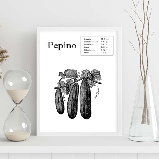 Poster de Pepino. Láminas de frutas y verduras.-Artwork-Nacnic-Nacnic Estudio SL
