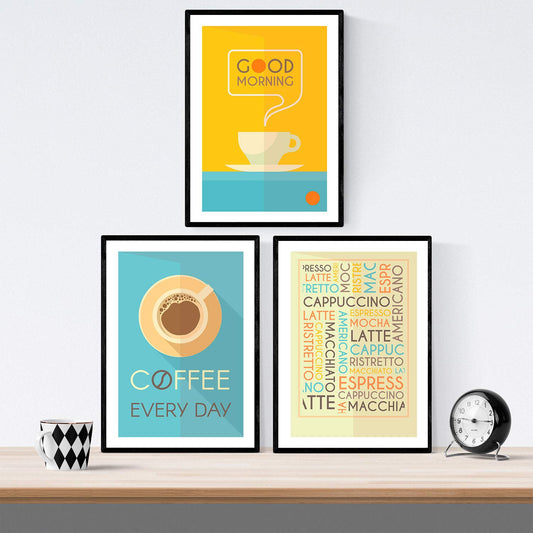 Set de láminas de café. Posters de tipos de café. Café retro 2.-Artwork-Nacnic-Nacnic Estudio SL
