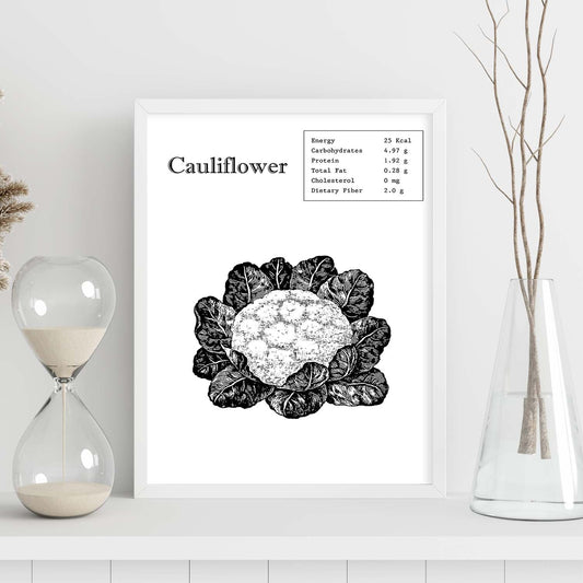 Poster de Cauliflower. Láminas de frutas y verduras en inglés.-Artwork-Nacnic-Nacnic Estudio SL
